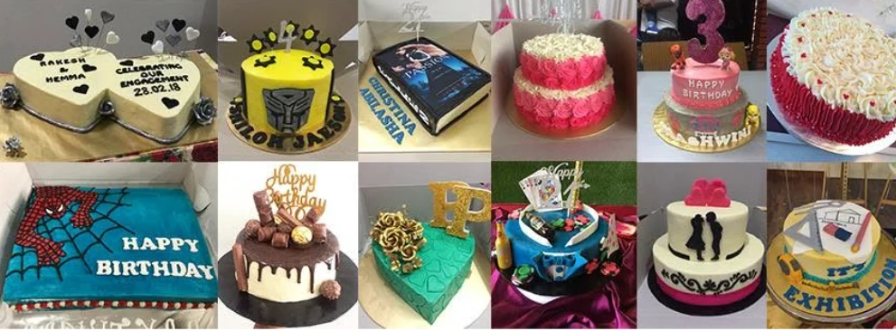 Collection of custom birthday, anniversary and themed cakes